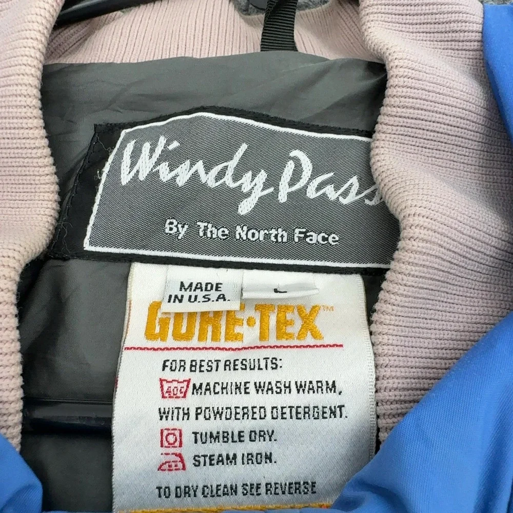 Vintage Windy Pass By The North Face Jacket Mens L Blue Gore-Tex Hooded Gorpcore